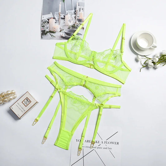 Aura - Light Green - Ensemble Charmeur en dentelle vert clair