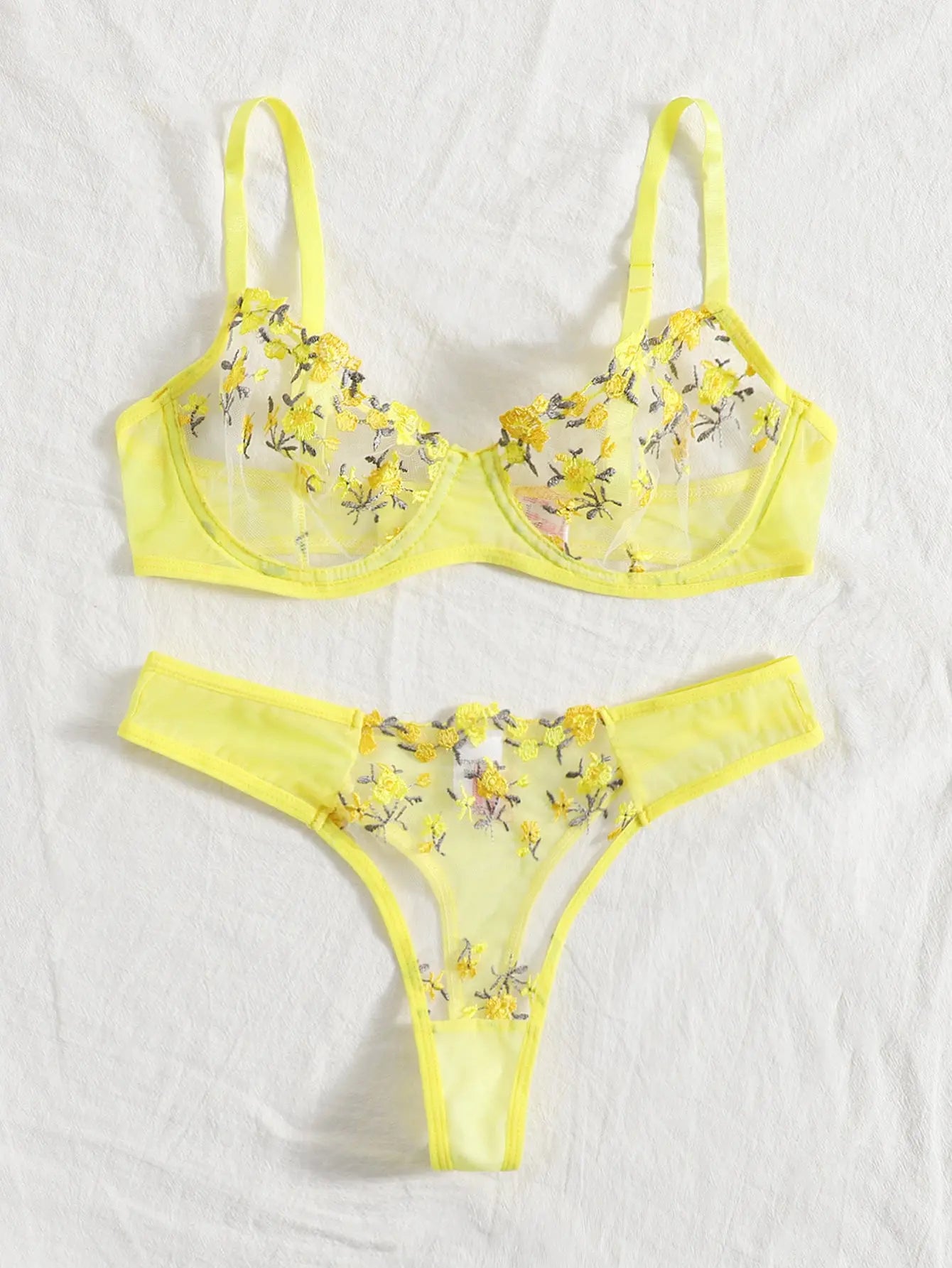 Original - Yellow - Ensemble en dentelle jaune