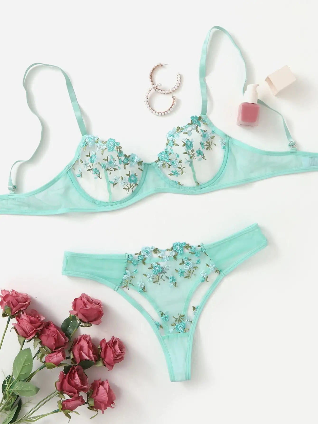 Original - Turquoise - Ensemble en dentelle turquoise