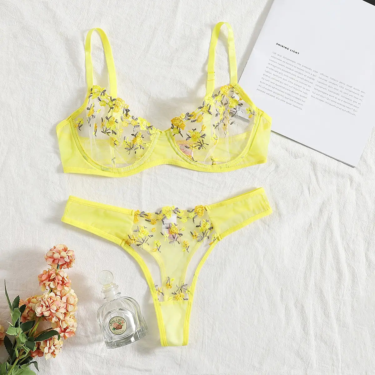 Original - Yellow - Ensemble en dentelle jaune