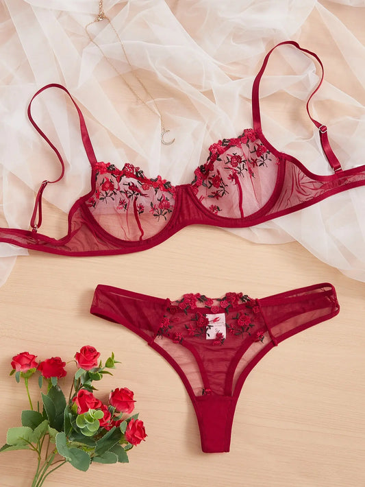 Original - Red - Ensemble en dentelle rouge