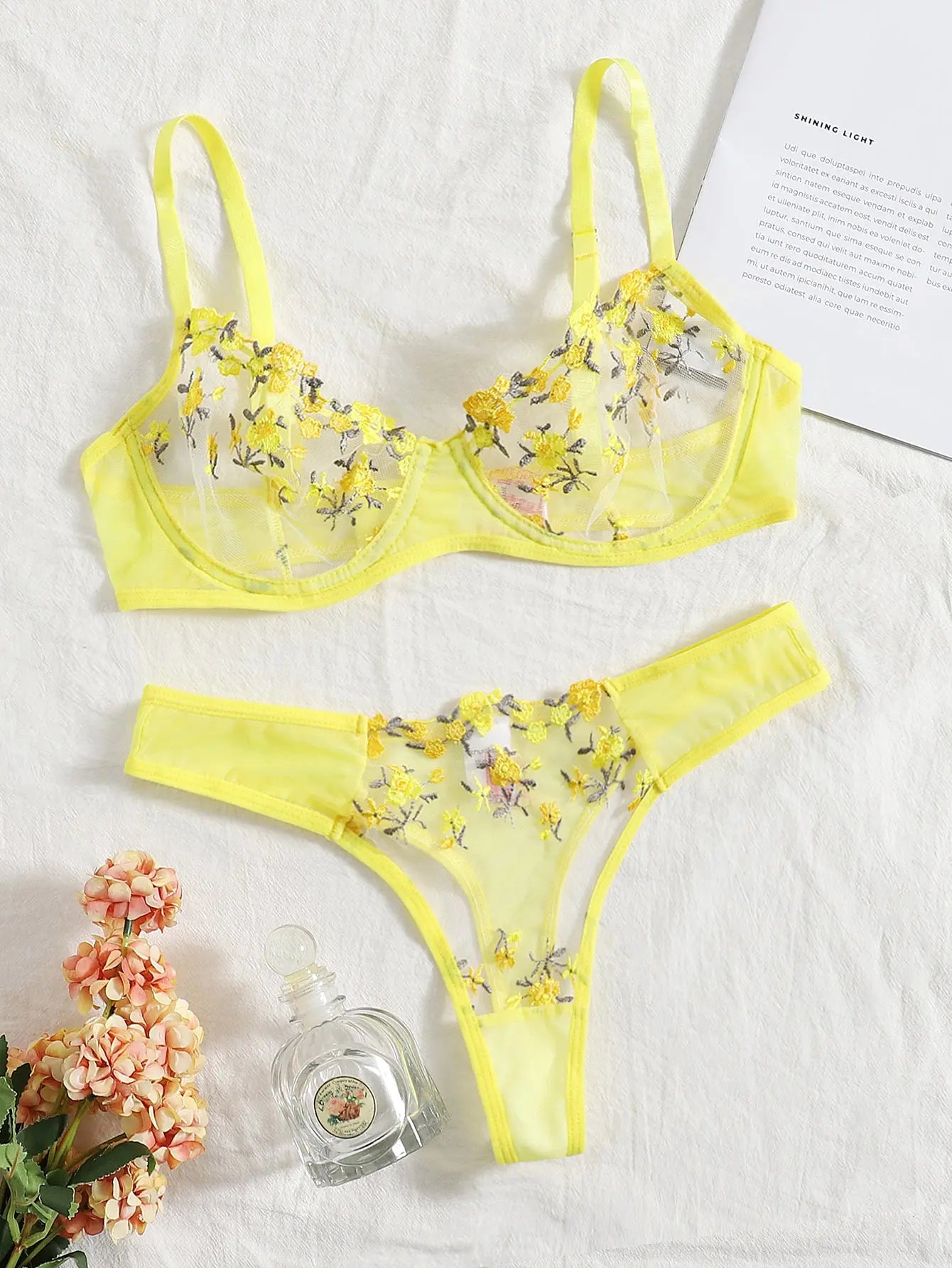 Original - Yellow - Ensemble en dentelle jaune