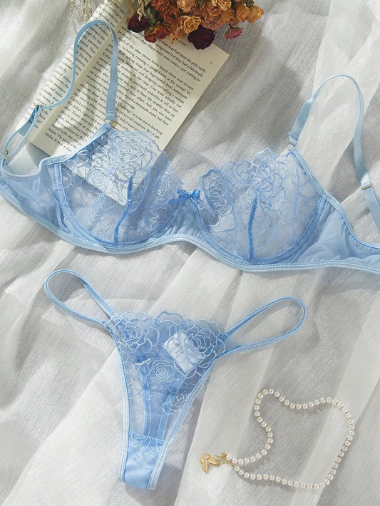 Original - Aqua - Ensemble en dentelle bleu ciel